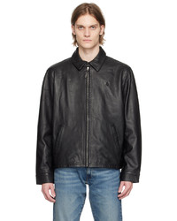 Camicia giacca in pelle nera di Polo Ralph Lauren
