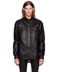 Camicia giacca in pelle nera di Rick Owens