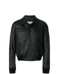Camicia giacca in pelle nera di Saint Laurent