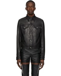 Camicia giacca in pelle nera di Sean Suen