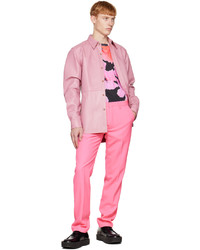 Camicia giacca in pelle rosa di Dries Van Noten