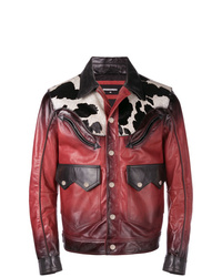Camicia giacca in pelle rossa di DSQUARED2