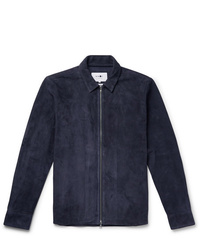 Camicia giacca in pelle scamosciata blu scuro di Nn07