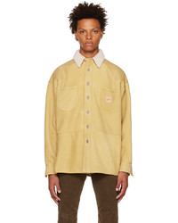 Camicia giacca in pelle scamosciata gialla di Acne Studios