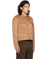 Camicia giacca in pelle scamosciata marrone chiaro di DRAE