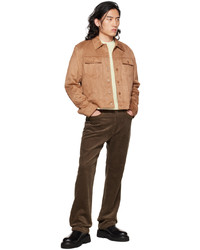 Camicia giacca in pelle scamosciata marrone chiaro di DRAE