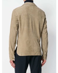 Camicia giacca in pelle scamosciata marrone chiaro di Kired