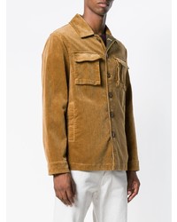 Camicia giacca in pelle scamosciata marrone chiaro di Aspesi