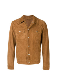 Camicia giacca in pelle scamosciata marrone chiaro di Eleventy