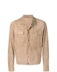 Camicia giacca in pelle scamosciata marrone chiaro di Salvatore Santoro