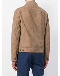Camicia giacca in pelle scamosciata marrone chiaro di Desa Collection