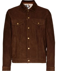Camicia giacca in pelle scamosciata marrone scuro di Nudie Jeans