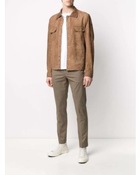 Camicia giacca in pelle scamosciata marrone di Salvatore Santoro