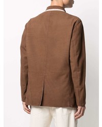 Camicia giacca in pelle scamosciata marrone di Brunello Cucinelli