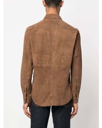 Camicia giacca in pelle scamosciata marrone di Polo Ralph Lauren