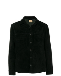 Camicia giacca in pelle scamosciata nera di Ajmone