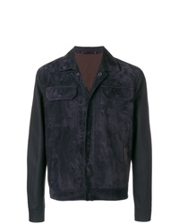 Camicia giacca in pelle scamosciata nera di Ermenegildo Zegna XXX