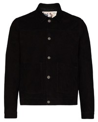 Camicia giacca in pelle scamosciata nera di Nudie Jeans