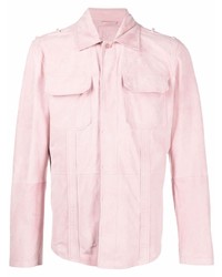 Camicia giacca in pelle scamosciata rosa