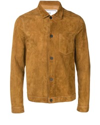 Camicia giacca in pelle scamosciata terracotta di Ami Paris