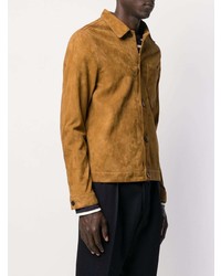 Camicia giacca in pelle scamosciata terracotta di Ami Paris