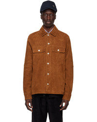 Camicia giacca in pelle scamosciata terracotta di Ps By Paul Smith