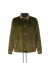 Camicia giacca in pelle scamosciata verde oliva di Missoni