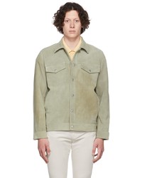 Camicia giacca in pelle scamosciata verde oliva di Won Hundred