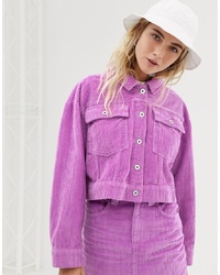 Camicia giacca in pelle scamosciata viola chiaro