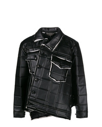 Camicia giacca in pelle trapuntata nera di Comme Des Garcons Homme Plus