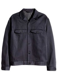Camicia giacca in twill blu scuro