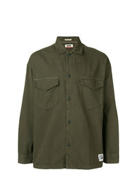 Camicia giacca in twill verde oliva