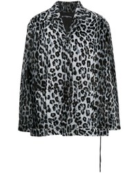 Camicia giacca leopardata blu scuro