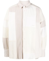 Camicia giacca patchwork beige di Ambush