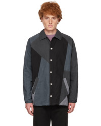 Camicia giacca patchwork grigio scuro di YMC