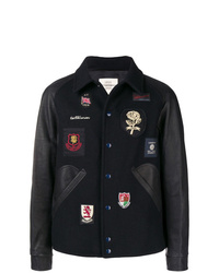 Camicia giacca ricamata blu scuro di Kent & Curwen