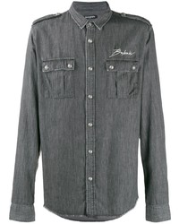 Camicia giacca ricamata grigio scuro