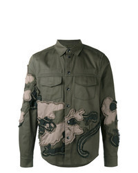 Camicia giacca ricamata verde oliva