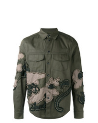 Camicia giacca ricamata verde oliva di Valentino
