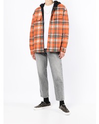 Camicia giacca scozzese arancione di Amiri