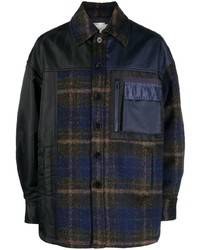 Camicia giacca scozzese blu scuro di Feng Chen Wang