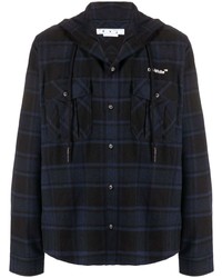 Camicia giacca scozzese blu scuro di Off-White