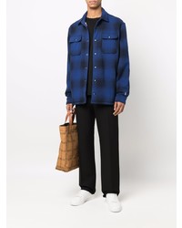 Camicia giacca scozzese blu scuro di Polo Ralph Lauren