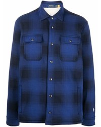 Camicia giacca scozzese blu scuro di Polo Ralph Lauren