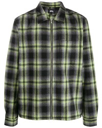 Camicia giacca scozzese nera di Stussy