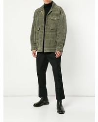 Camicia giacca scozzese verde oliva di Wooyoungmi