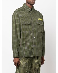 Camicia giacca scozzese verde oliva di Amiri