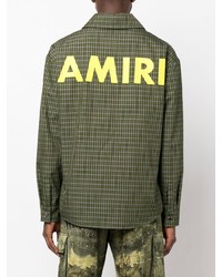 Camicia giacca scozzese verde oliva di Amiri