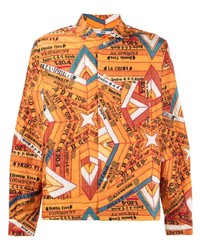 Camicia giacca stampata arancione di Bode
