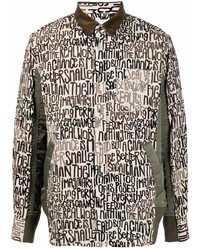 Camicia giacca stampata beige di Sacai